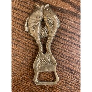Vintage Brass Koi Gold Fish Bottle Opener Barware Figural Collectible 4.5”